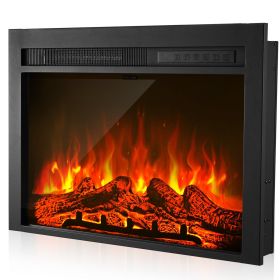 Electric Fireplace Insert, 28.5 inch Recessed and Wall Mounted with Adjustable Flame Color Brightness & 8h Timer & Remote Control