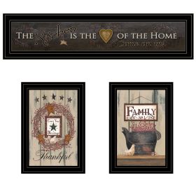 "The Primitive Kitchen vignette" 3-Piece By Trendy Decor 4U, Black Frame