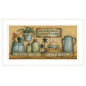 "Country Kitchen" By Mary Ann June, Ready to Hang Framed Print, White Frame