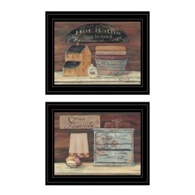 "Hot Bath / Clean Towels 2(17X14) Collection" 2-Piece Vignette By Pam Britton, Black Frame