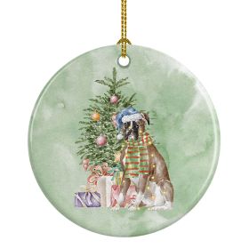 Boxer Christmas Presents and Tree Ceramic Ornament Christmas Tree Hanging Decorations for Home Christmas Holiday, Party, Gift, 3 in, Multicolor