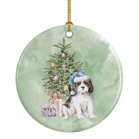 Cavalier Spaniel Tricolor Puppy Christmas Presents and Tree Ceramic Ornament Christmas Tree Hanging Decorations for Home Christmas Holiday, Party
