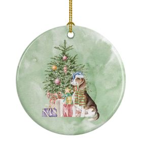 Beagle Christmas Presents and Tree Ceramic Ornament Christmas Tree Hanging Decorations for Home Christmas Holiday, Party, Gift, 3 in, Multicolor