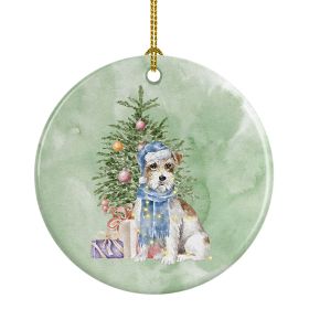Jack Russell Terrier Wire Christmas Presents and Tree Ceramic Ornament Christmas Tree Hanging Decorations for Home Christmas Holiday, Party, Gift
