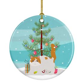NEW Exotic Shorthair Cat Christmas Ceramic Ornament Christmas Tree Hanging Decorations for Home Christmas Holiday, Party, Gift, 3 in, Multicolor