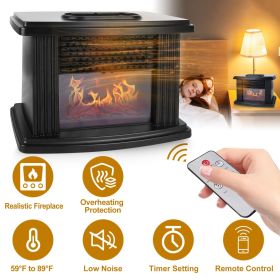 Electric Fireplace Heater 800W Artificial Flame Stove Heater with Accurate Digital Thermostat Timer Setting Remote Control Overheating Protection