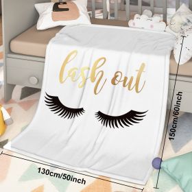 Long Eyelashes Printed Throw Blanket Plush Fluffy Flannel Fleece Blanket Soft Throws For Sofa Couch And Bed 30x40 50x60 60x80 (Option: 130cmx150cm-White)
