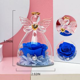 1pc; Birthday Gifts For Women; Preserved Rose In Angel Glass; Mom Grandma Gifts On Mother's Day; Valentine's Day; Wedding; Thanksgiving; Christma (Color: Blue)