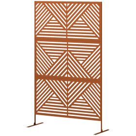 Decorative Privacy Fence Screen, Metal Outdoor Privacy Screen Climbing Plant Trellis With Stand, Rhombus Brown (Option: Rhombus Brown)
